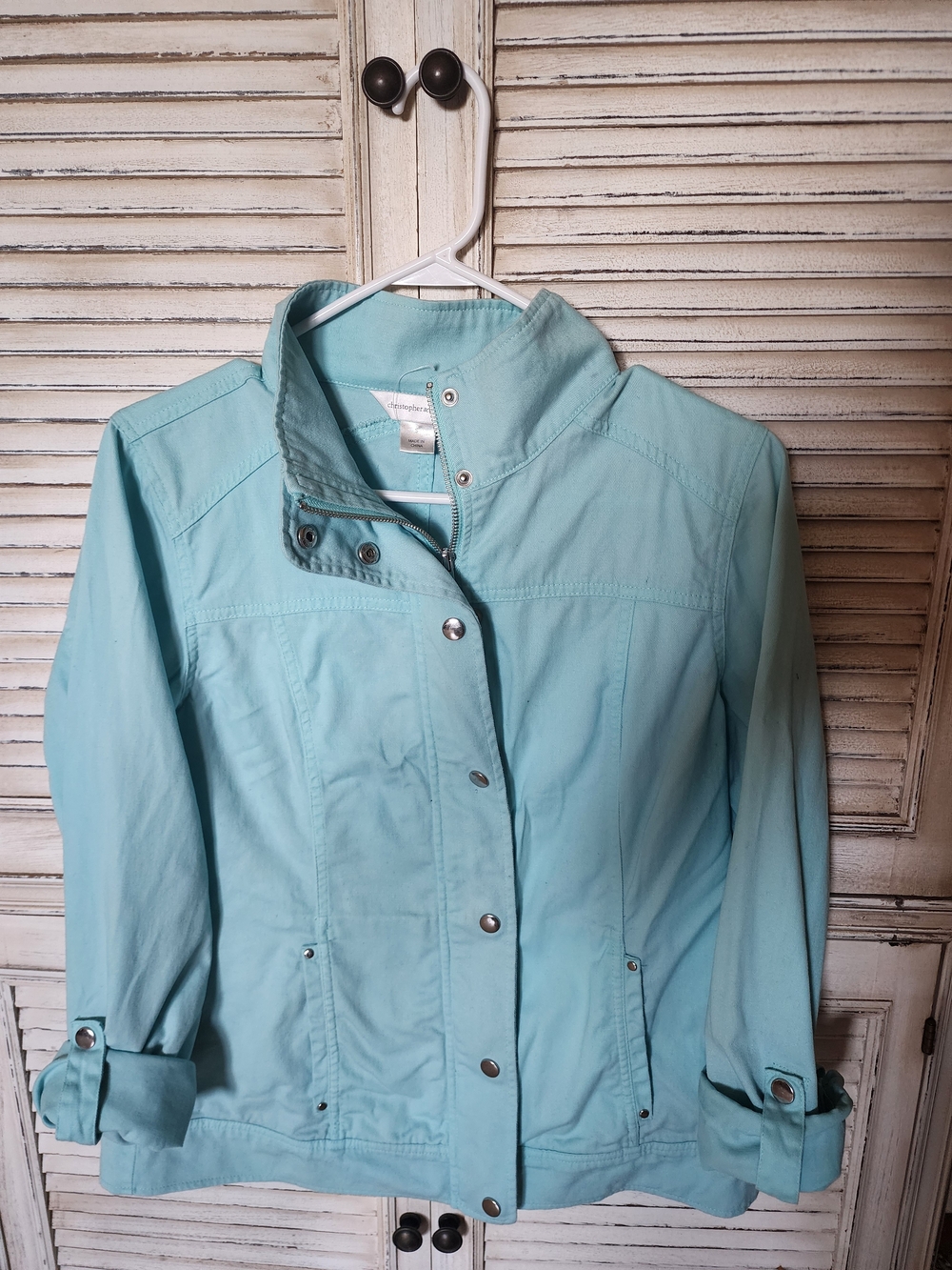 Light Mint Green Women's Button And Zipper Front Jacket Christopher Banks Small